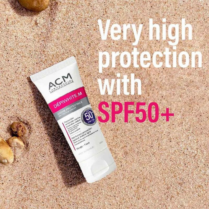 کرم ضد آفتاب ای سی ام SPF50+ مدل Depiwhite M مناسب انواع پوست حجم 40 میلی‌لیتر
