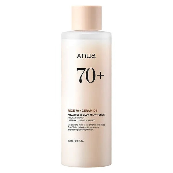 تونر آبرسان و روشن کننده آنوا مدل Rice 70 Glow Milky Toner + Ceramide حجم 250 میلی‌لیتر