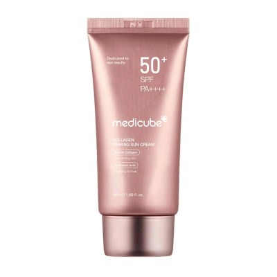 کرم ضد آفتاب بدون رنگ دست و صورت مدیکیوب SPF50 مدل Collagen محافظ UVA/UVB مناسب انواع پوست حجم 50 میلی‌لیتر