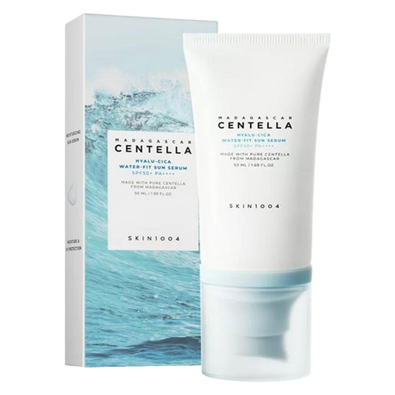 کرم ضد آفتاب بدون رنگ سنتلا مدل Madagascar Centella Hyalu-Cica Water-Fit Sun Serum SPF50+ PA++++ مناسب پوست حساس، نرمال و خشک حجم 50 میلی‌لیتر