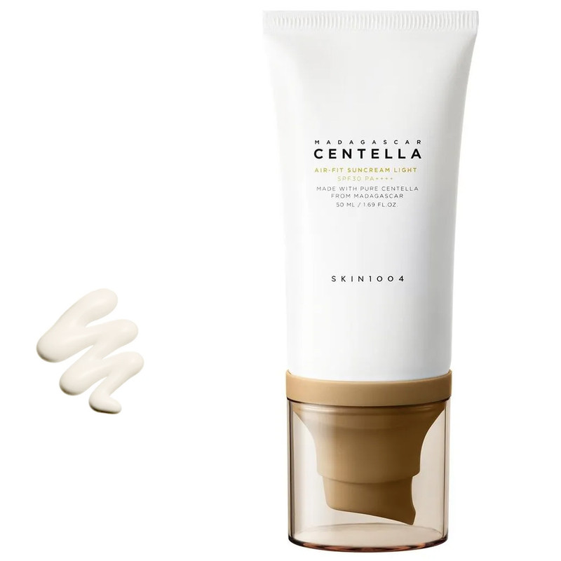 کرم ضد آفتاب بدون رنگ سنتلا اسکین 1004 SPF 30 مدل Madagascar Centella Air-Fit Suncream Light مناسب انواع پوست حجم 50 میلی‌لیتر