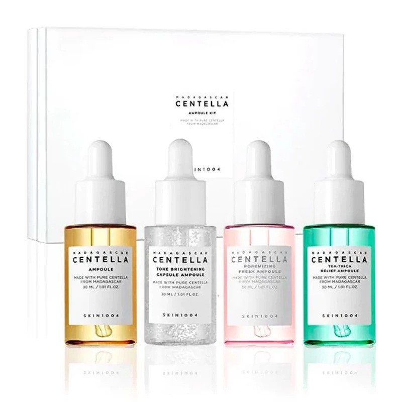 سرم پوست سنتلا مدل Madagascar Ampoule Kit مناسب انواع پوست حجم 30 میلی‌لیتر مجموعه 4 عددی