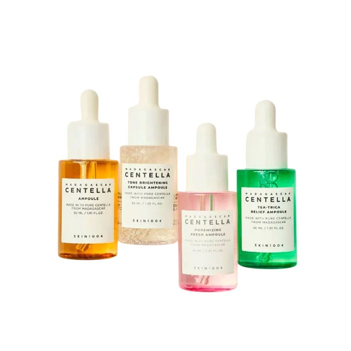 سرم پوست سنتلا مدل Madagascar Ampoule Kit مناسب انواع پوست حجم 30 میلی‌لیتر مجموعه 4 عددی