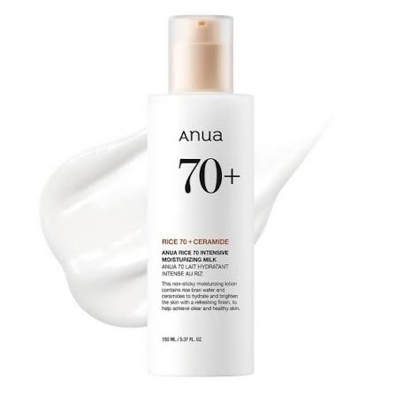 لوسیون برنج و سراماید مرطوب کننده و روشن کننده پوست آنوا مدل Rice 70 Intensive Moisturizing Milk حجم 150 میلی‌لیتر