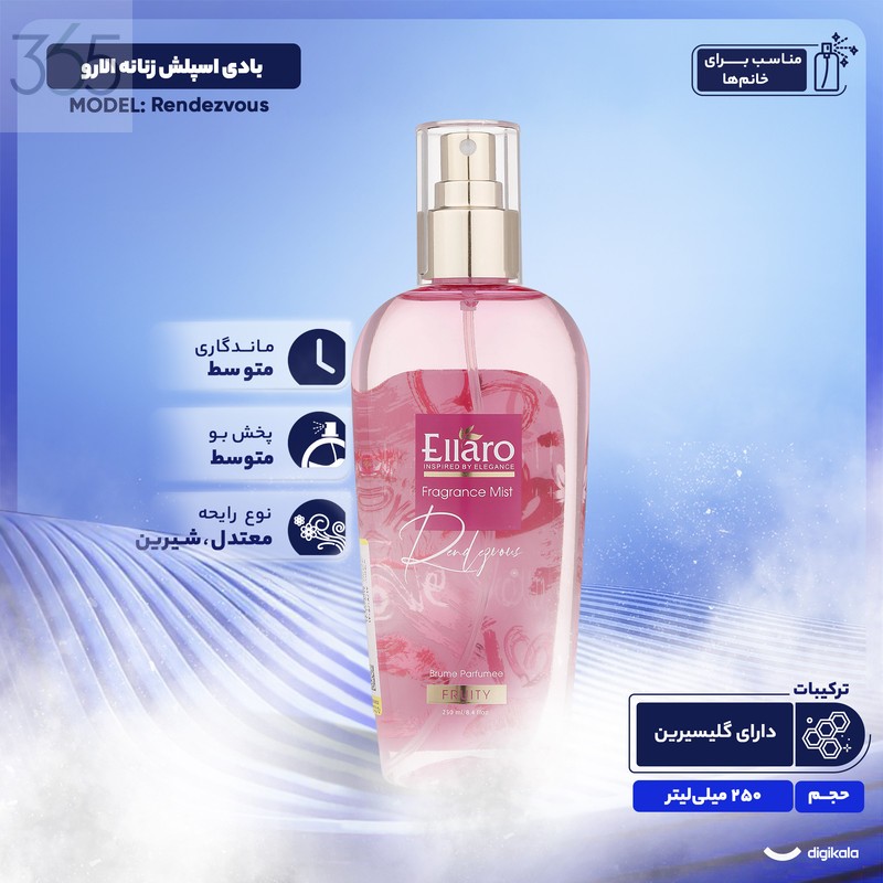 بادی اسپلش زنانه الارو مدل Rendezvous تحت لیسانس حجم 250 میلی لیتر