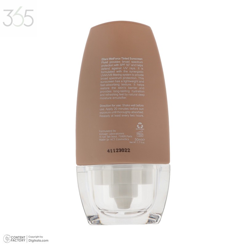 فلوئید ضد آفتاب رنگی صورت الارو SPF 50 مدل Wetforce ‌محافظ در برابر اشعه UVA و UVB مناسب برای پوست چرب و مختلط حجم 50 میلی‌لیتر