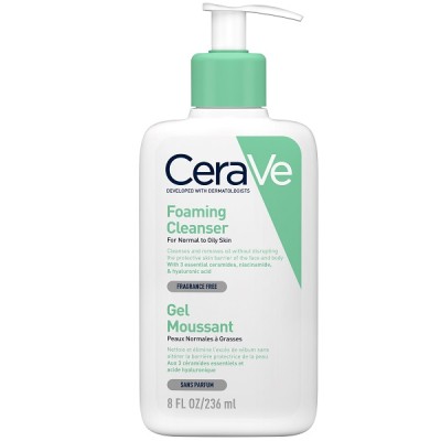 ژل شستشو صورت سراوی مدل Foaming Cleanser مناسب پوست نرمال تا چرب حجم 236 میلی‌لیتر