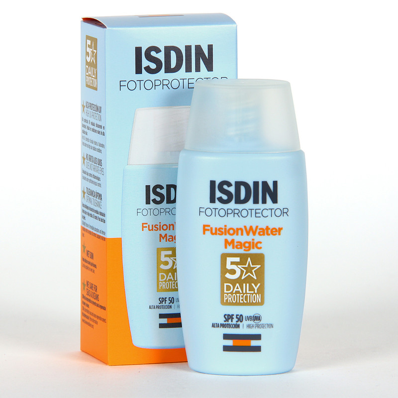فلوئید ضدآفتاب بدون رنگ ایزدین SPF50 مدل Fusion Water Magic حجم 50 میلی‌لیتر
