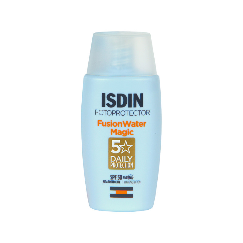 فلوئید ضدآفتاب بدون رنگ ایزدین SPF50 مدل Fusion Water Magic حجم 50 میلی‌لیتر