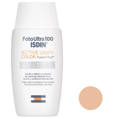 فلوئید ضد آفتاب رنگی ایزدین SPF50 مدل FotoUltra Active Unify حجم 50 میلی‌لیتر