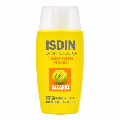 کرم ضد آفتاب بی‌رنگ صورت ایزدین SPF50 مدل Fusion Water Magic Alcaraz محافظ UVA و UVB حجم 50 میلی‌لیتر