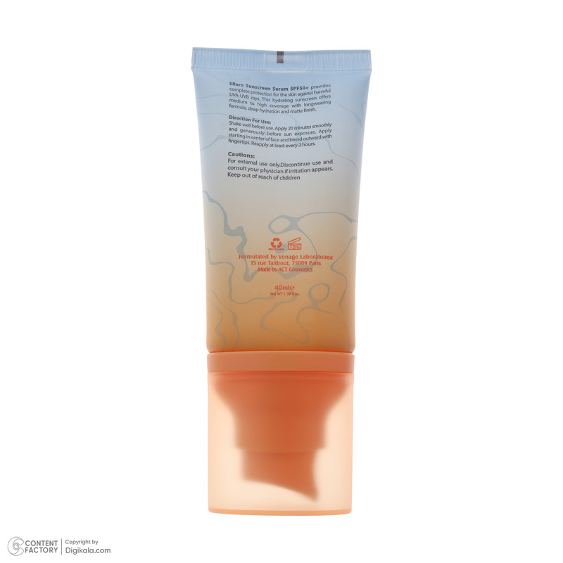 سرم ضد آفتاب رنگی الارو SPF50 مدل Hyaluronic Acid Light Tinted مناسب انواع پوست حجم 40 میلی‌لیتر