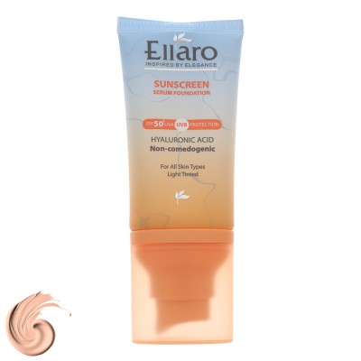 سرم ضد آفتاب رنگی الارو SPF50 مدل Hyaluronic Acid Light Tinted مناسب انواع پوست حجم 40 میلی‌لیتر