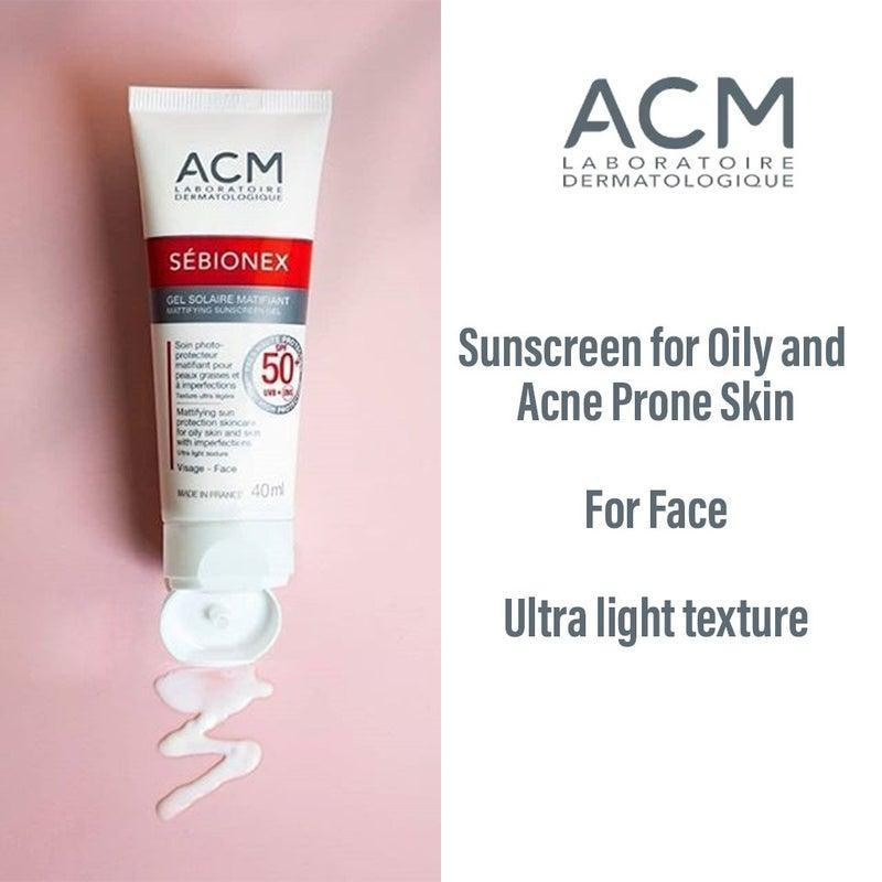 ژل ضد آفتاب ای سی ام SPF50 مدل Sebionex مناسب پوست چرب و مختلط حجم 40 میلی‌لیتر
